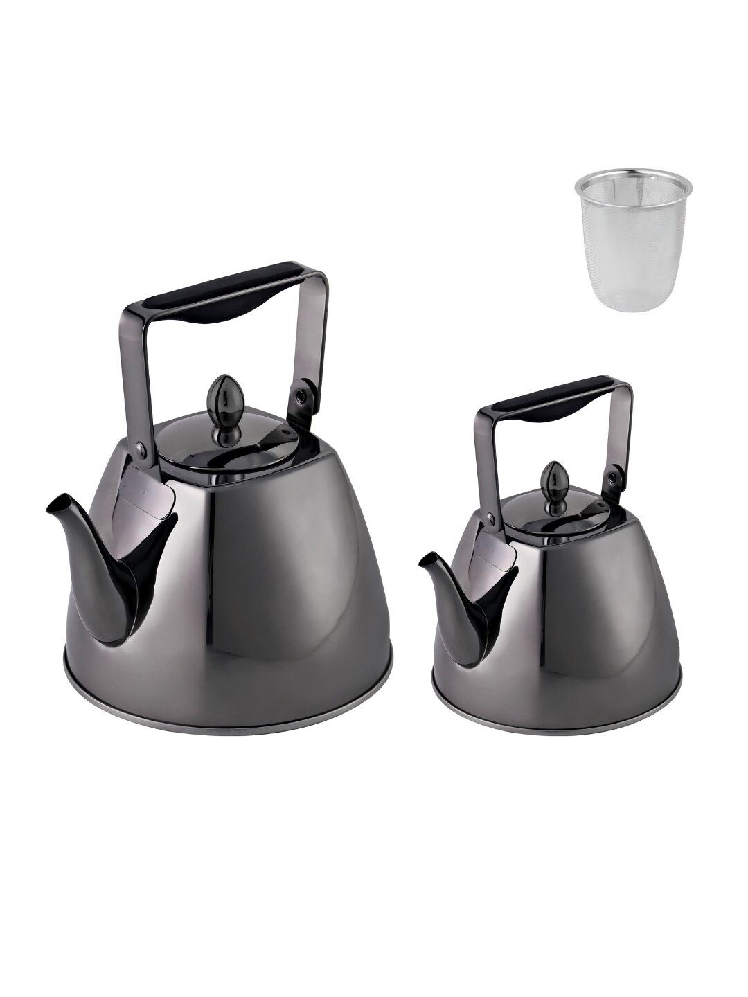 Haus Roland набор чайников из нержавеющей стали, 2 шт, черный и золотой, 1–3 л - Черный