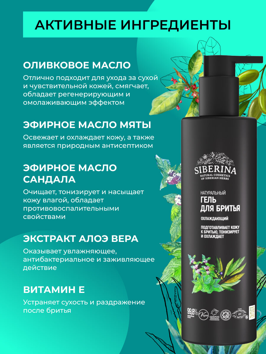 Siberina Гель для бритья охлаждающий 200 мл — фото 1