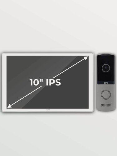 Изображение товара Комплект WiFi видеодомофон для квартиры: монитор 10" CTV-M5121 Q (W) + вызывная панель CTV-D4003NG (S), для дома, офиса, Ai-детекция, функция видеорегистратора, подключение к подъездному домофону