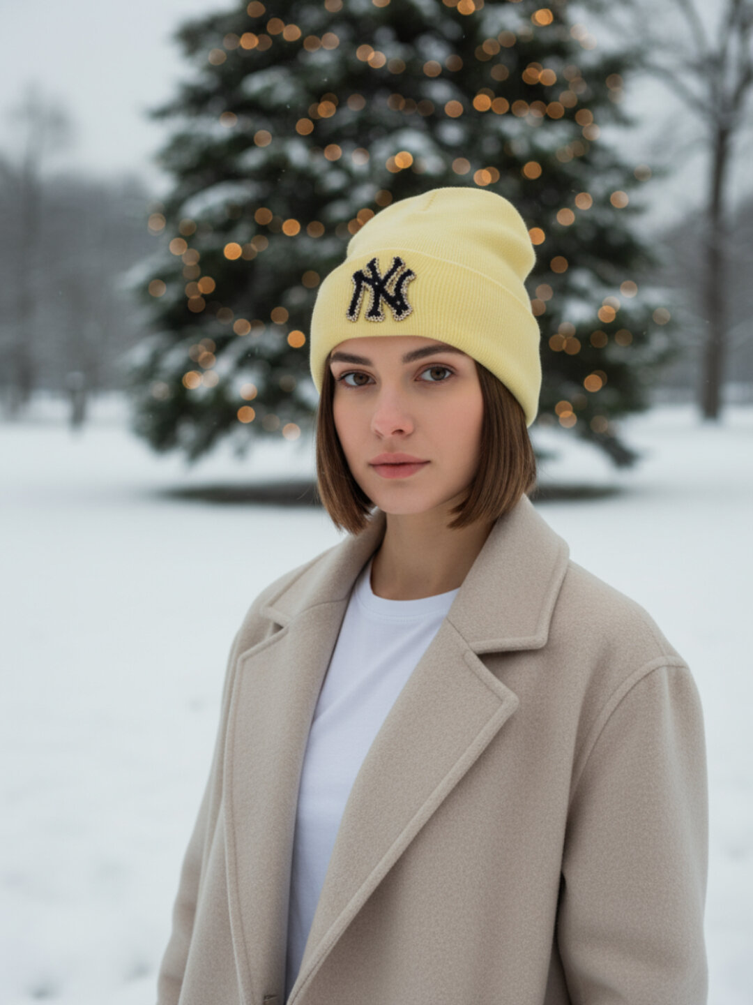 Шапка-бини для женщин, размер 26-28, Желтый — фото 1