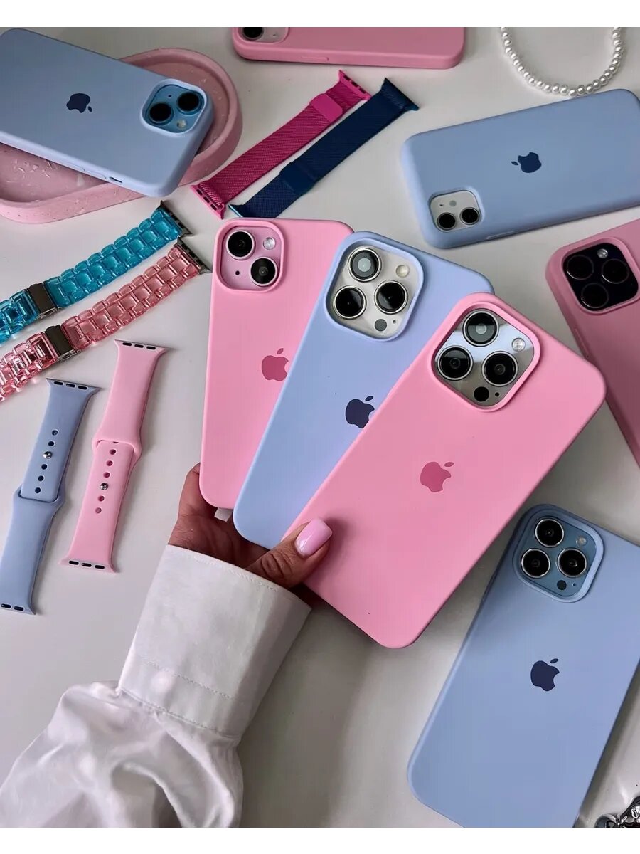 Силиконовый чехол для iPhone 15 , с логотипом, тонкий и мягкий, 25 цветов — фото 1