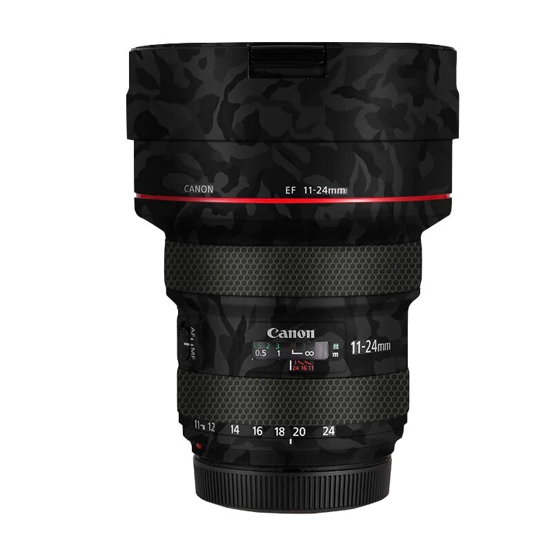 Защитная пленка для объектива Canon EF 11-24mm с камуфляжным темно-черным рисунком - военный стиль