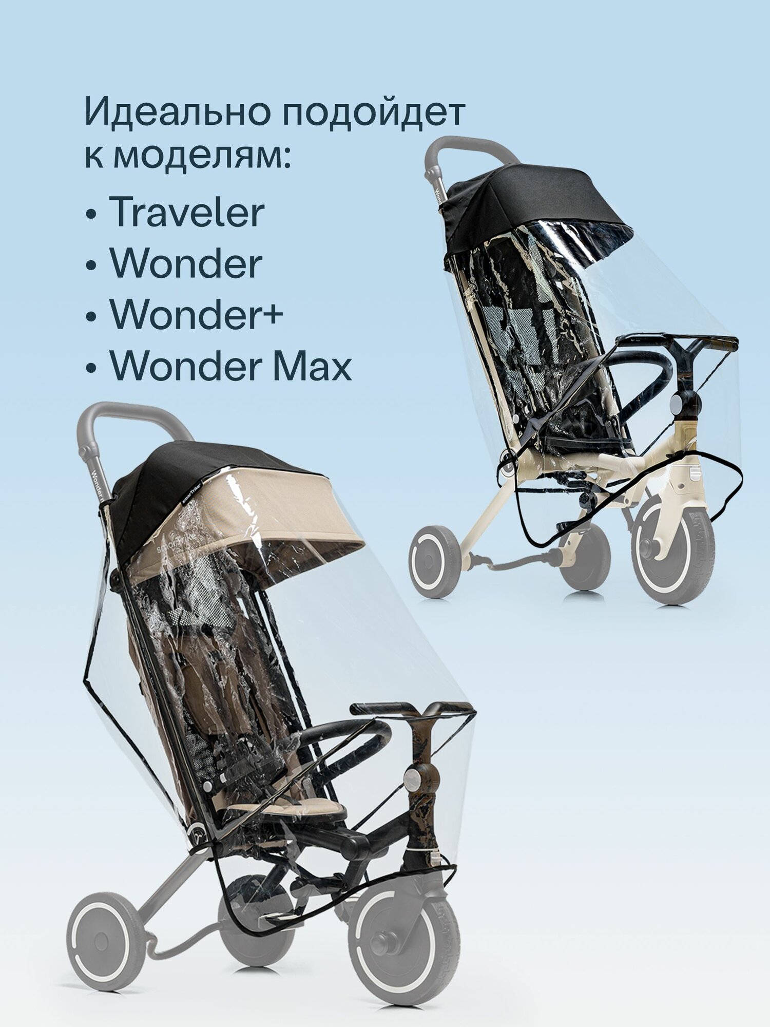 Дождевик для колясок-велосипедов SmarTrike Traveler и Wonder — фото 1