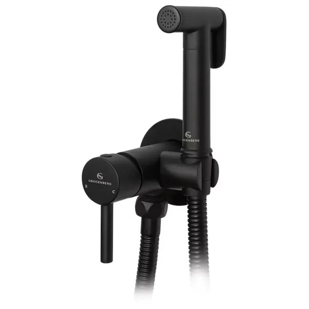 Гигиенический душ со смесителем встраиваемый Grocenberg GB001BL, черный