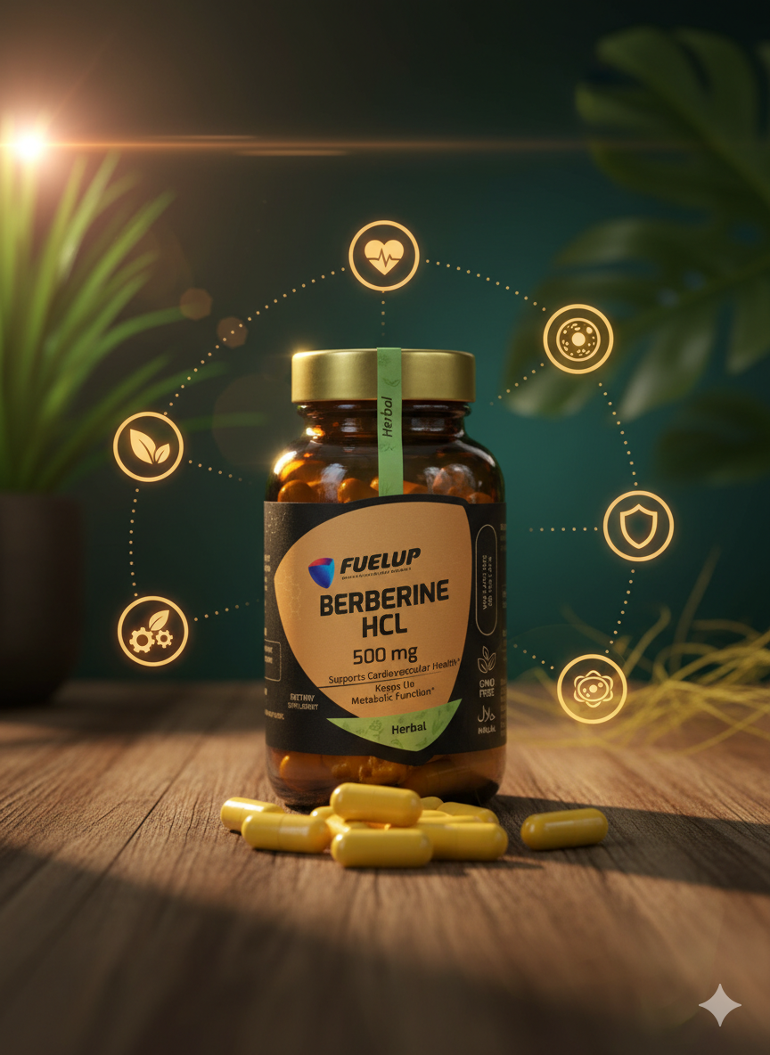 FuelUp Berberine HCL 500 mg 60 veg caps suppors cardiovascular , ФуелУП Берберине