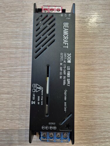 Изображение товара Блок питания 24V 300W BeamCraft, металлический корпус, IP20, черный