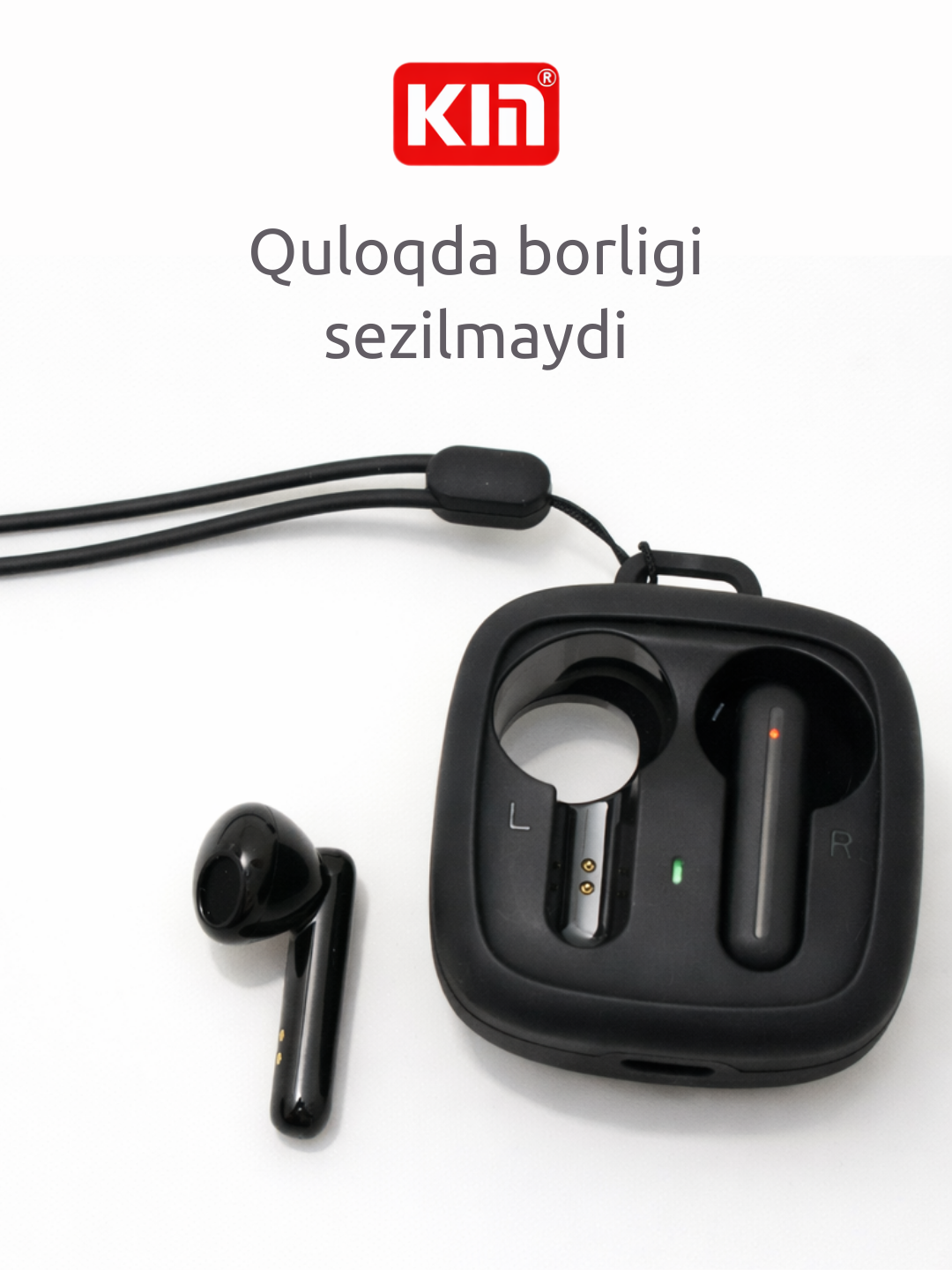 Наушники KIN "H19", беспроводные, с шумоподавлением, влагозащита, 5 часов работы без зарядки (Чёрный)