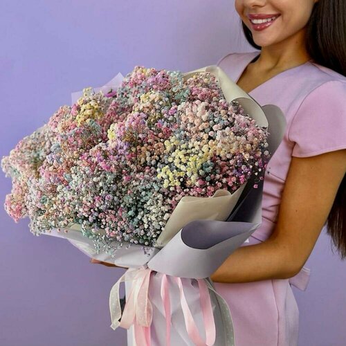 Изображение товара Букет "Яркие краски радужной гипсофилы" 11 шт. разноцветной гипсофилы