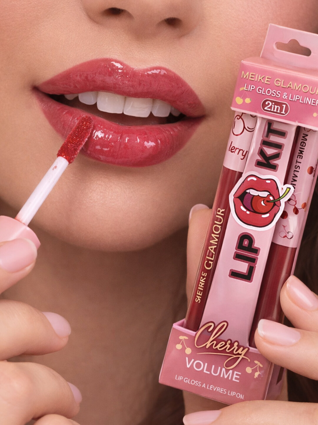 Набор для губ Cherry Volume, 2в1, блеск, контур, для объема, с вишневым ароматом косметика