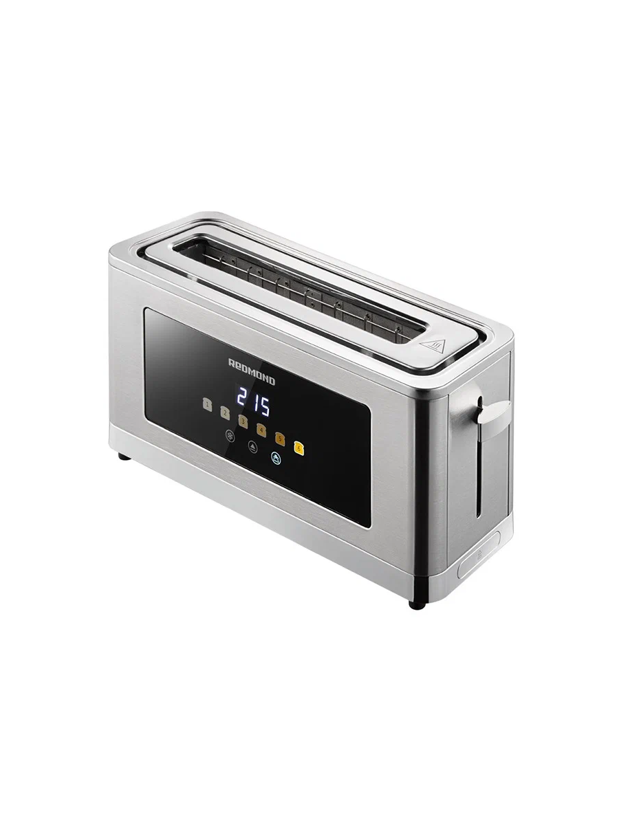 Тостер REDMOND T900, с подставкой для разогрева булочек, серый/металл — фото 1