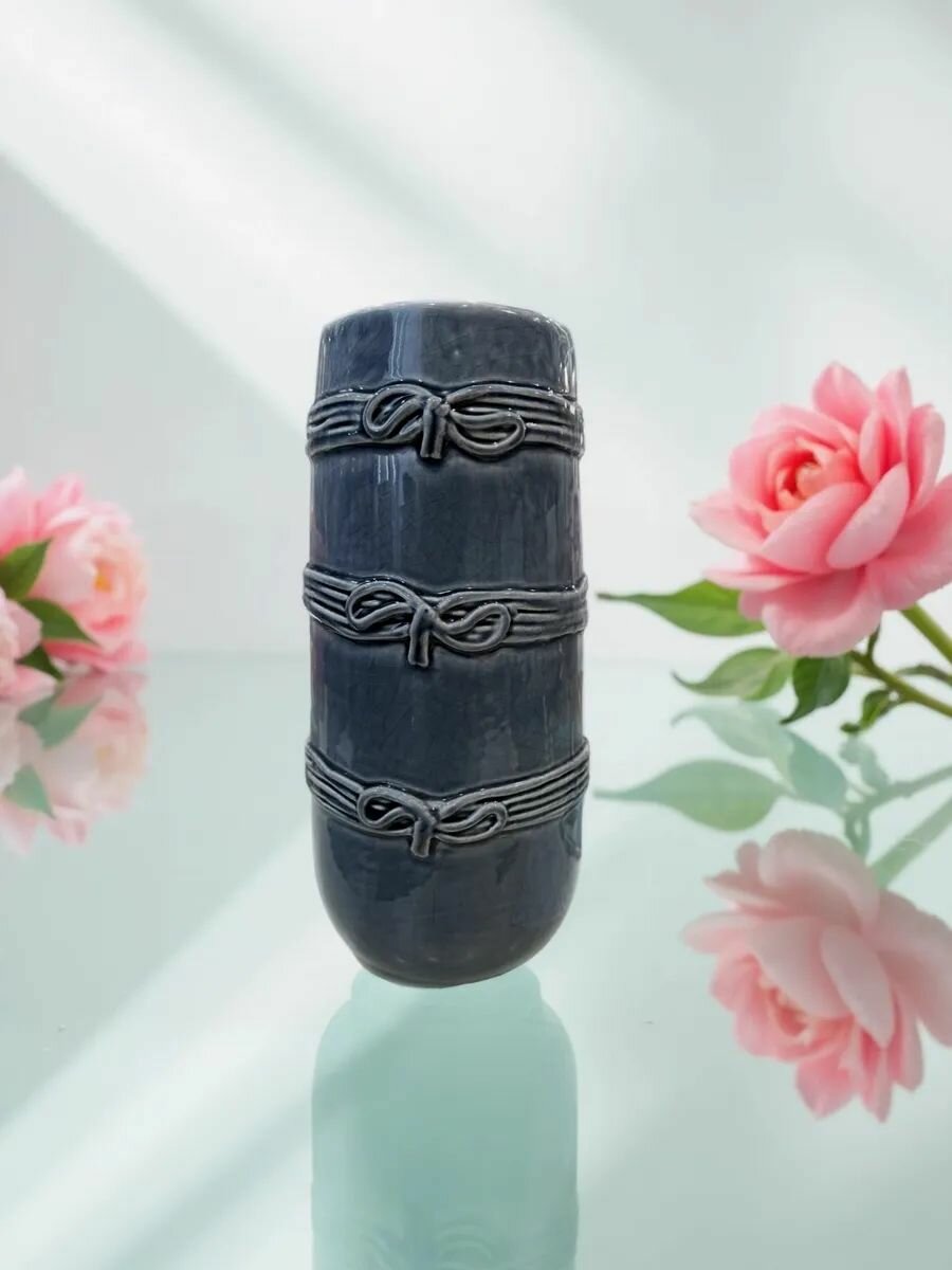 Ваза керамическая, размер 13*13*27см, настольная, интерьерная — фото 1