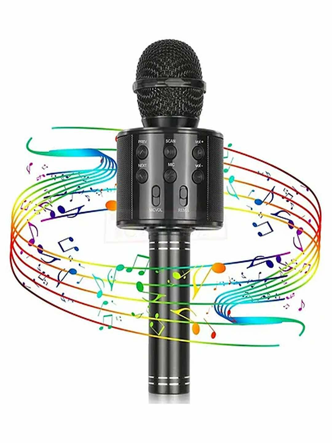 Беспроводной караоке микрофон 2в1 с Bluetooth и колонкой, чёрного цвета.