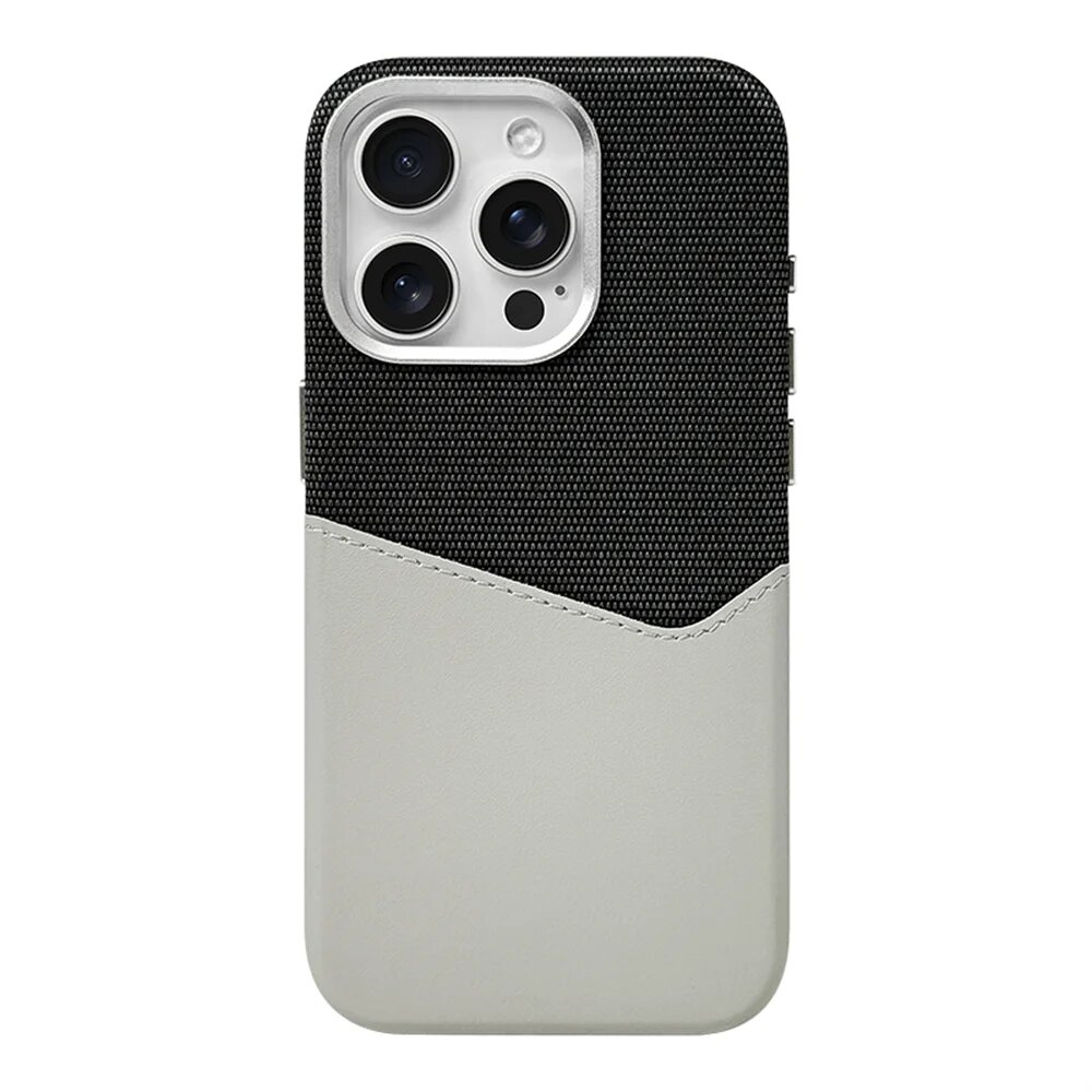 Кожаный чехол-картхолдер с поддержкой MagSafe для iPhone 17 Pro Black-Gray, For iPhone 17Pro Max