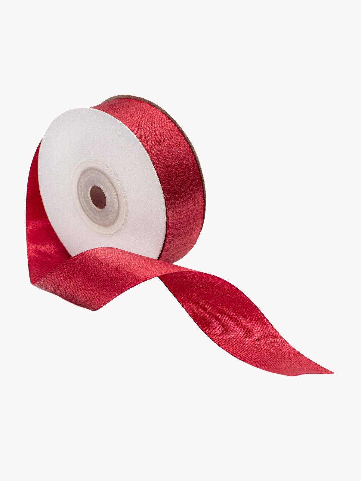 Лента атласная красная 25 мм*22,86 м, упаковочная, для подарков, рукоделия и шитья, Айрис (028 темно-красная)