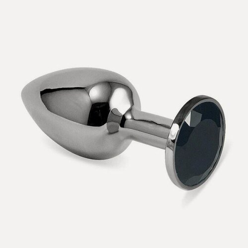 Изображение товара Анальная пробка «LaViba»металлическая с черным кристаллом, с мешочком для хранения