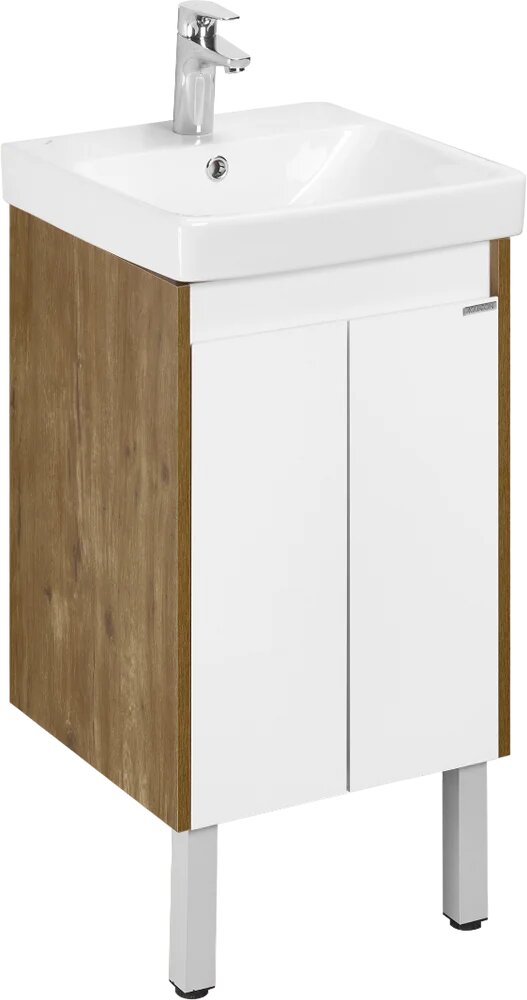 Тумба под раковину без столешницы AQUATON Сканди 45 белая глянцевая дуб рустикальный