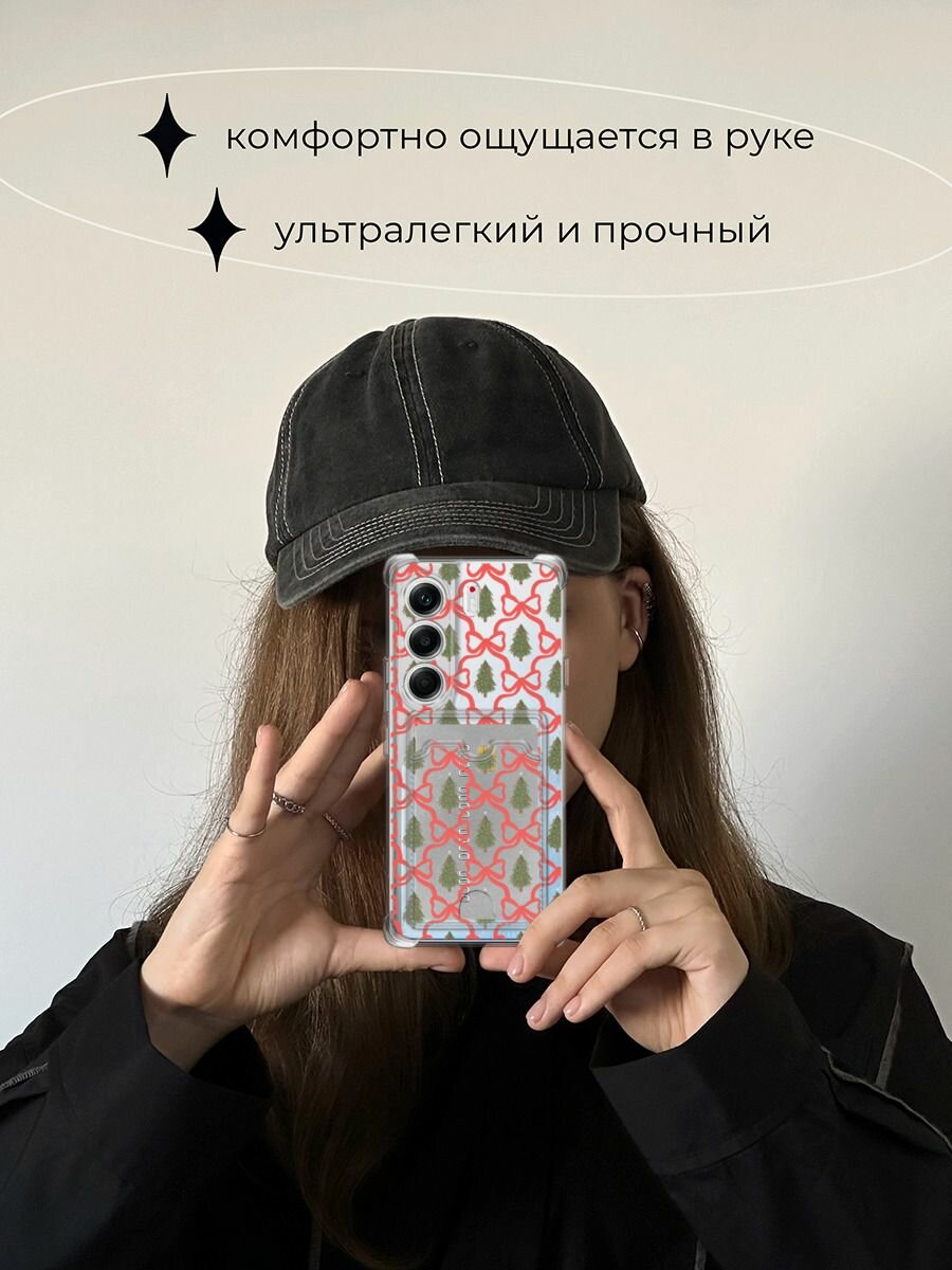 Чехол на Tecno Camon 40 Pro (Текно Камон 40 Про) с картой и принтом "Елка паттерн 2" — фото 1