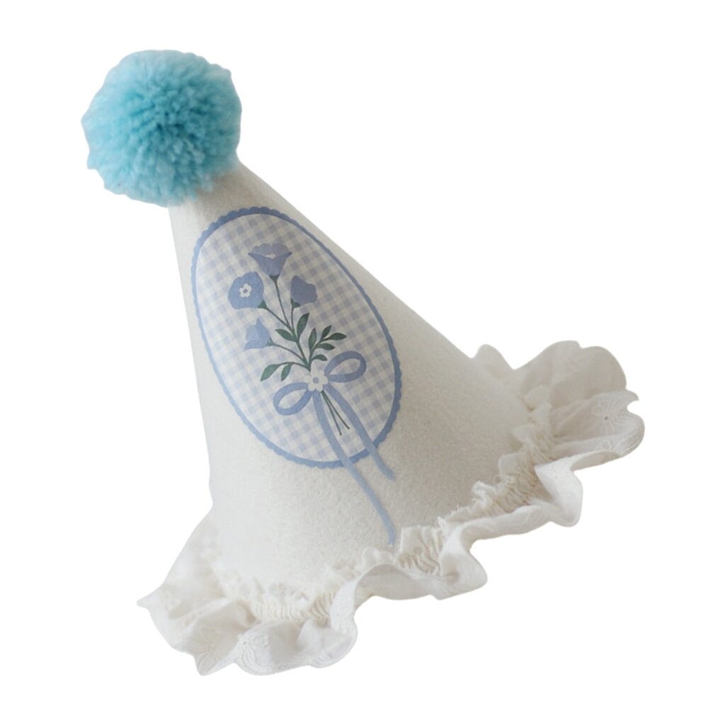 Шапка для дня рождения с дизайном утенка/цветов, кружевной отделкой и помпонами