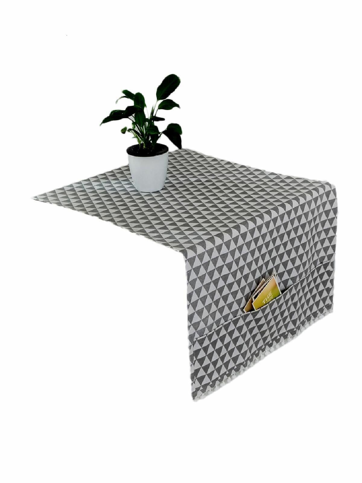 Скатерть, Кусок геометрической ткани для покрытия холодильника и стиральной машины-70*170 см-серый треугольник