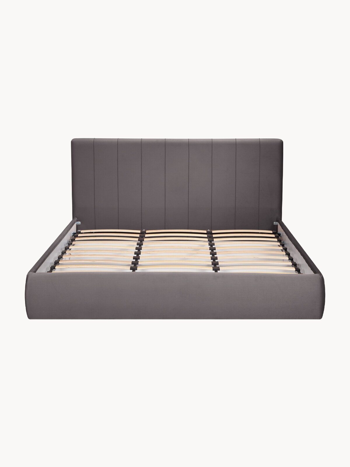 Двуспальная кровать 180х200 с подъемным механизмом Монако, с ящиками и мягким изголовьем, вельвет темно-серый Ами Мебель