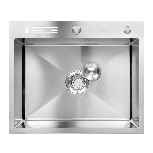 Кухонная мойка Diadonna, нержавеющая сталь, сатиновое покрытие, глянцевая, 60x50 см — фото 1