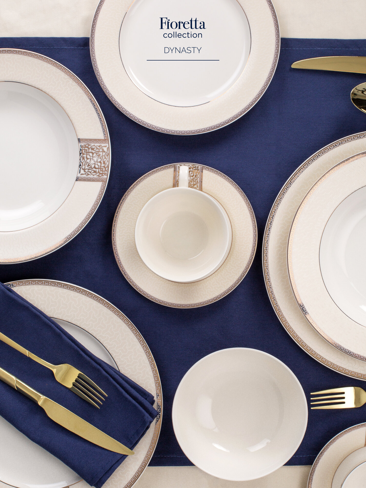 Чайная пара Fioretta DYNASTY 220мл, 2 предмета, фарфоровые, декор из золота — фото 1