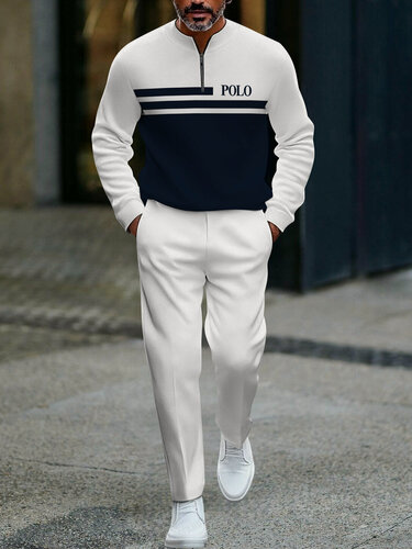 Изображение товара Мужской костюм с полумолнией, повседневный, универсальный, спортивный, осень/зима