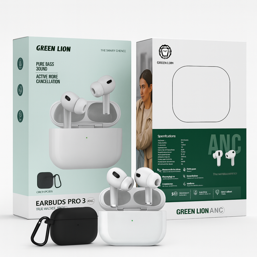 Наушники Green Lion Earbuds Pro, ANC 25дБ, до 20 часов работы, Bluetooth 5.4 с чехлом премиум качества