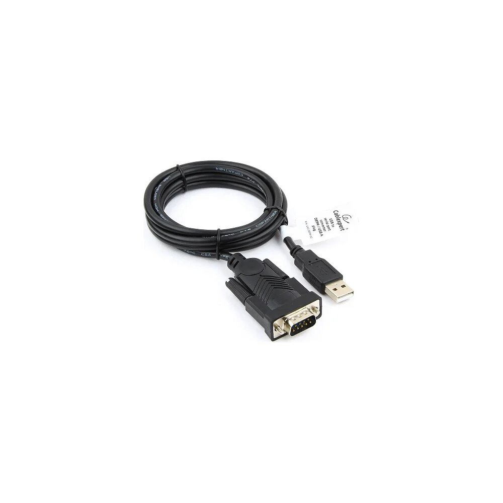 Cablexpert USB-COM адаптер AM/DB9M, 1.5 м, черный, пакет UAS-DB9M-02 для ПК и интерфейса — фото 1