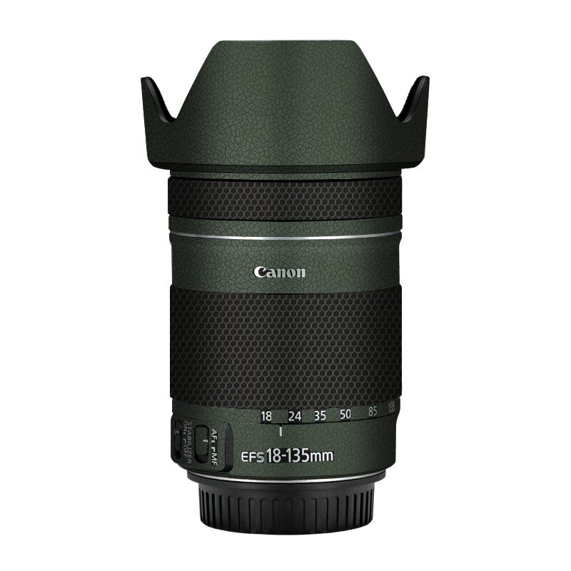 Защитная пленка для объектива Canon EF-S 18-135mm f/3.5-5.6 IS с матовым 3M клеем и текстурным зеленым рисунком