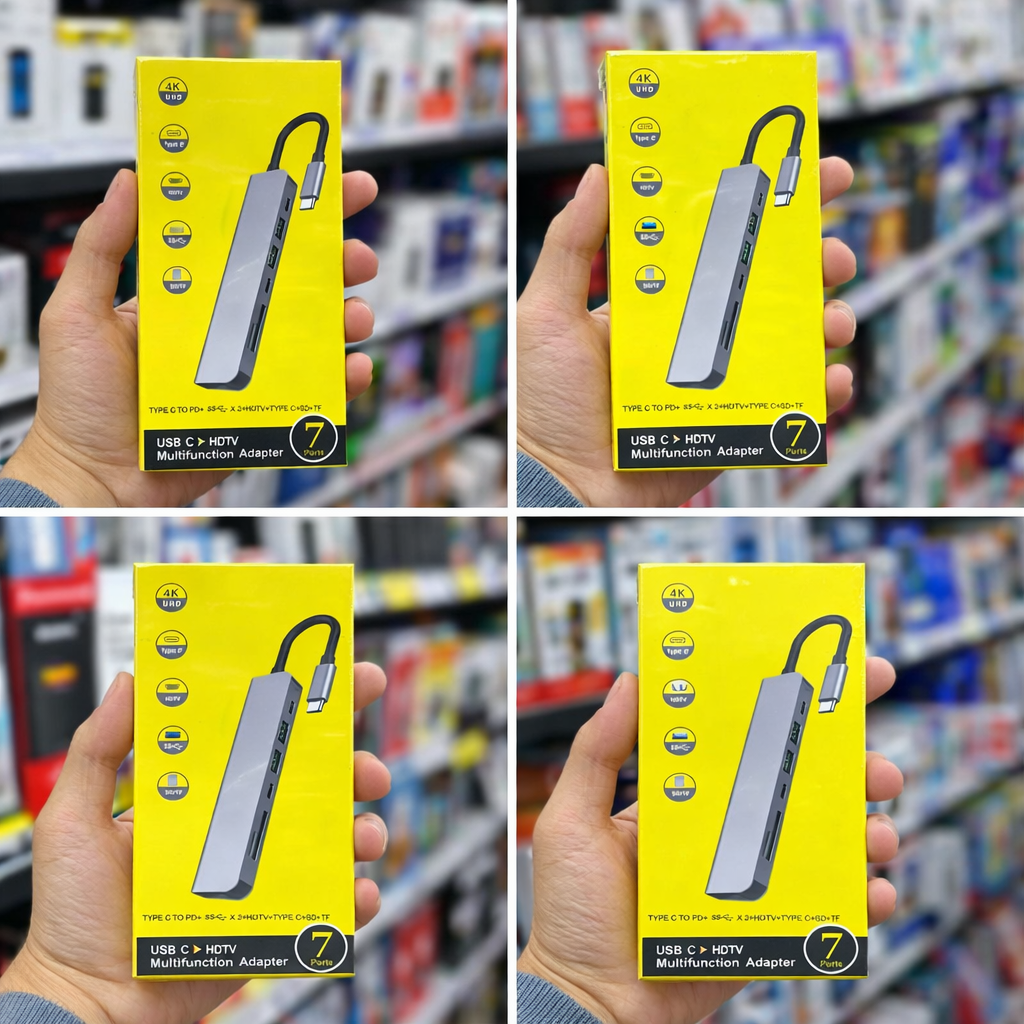 Многофункциональный адаптер USB-C 7-в-1 с HDMI 4K, PD, USB 3.0, SD/TF картридером