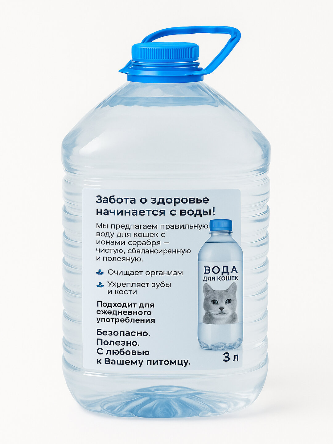 Дистиллированная вода с ионами серебра для кошек 3 л