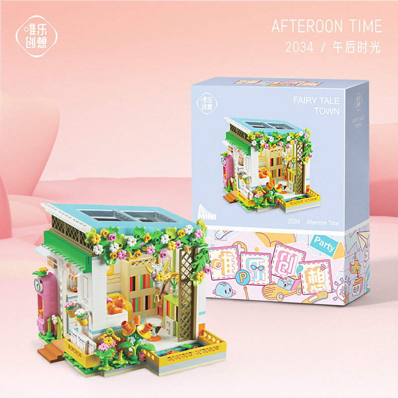 Набор мини-конструктора Afternoon Time 618 деталей, модель городского кафе 24x5x20.5 см, переносной для детей