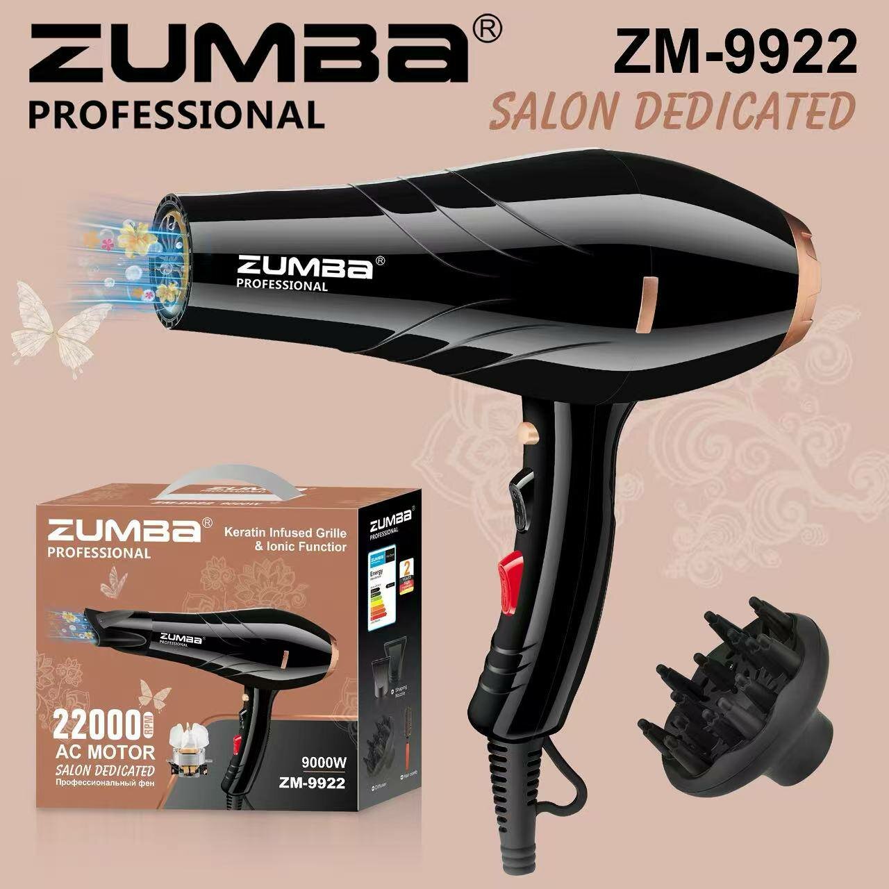 Профессиональный фен ZUMBA ZM-9922 для сушки и укладки волос.