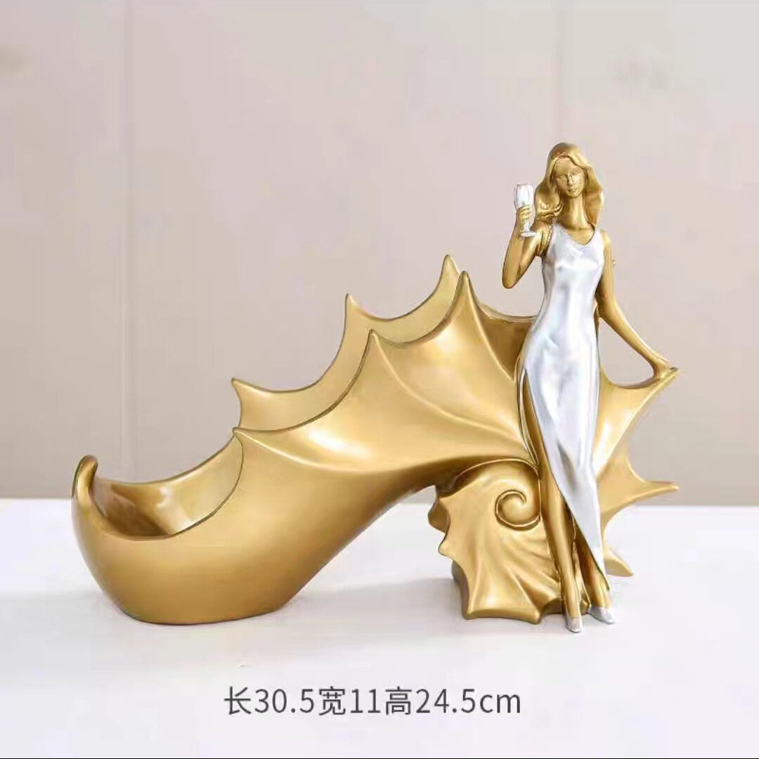 Золотая подставка для вина фигурка девушка с ракушкой, декоративный держатель для бутылки
