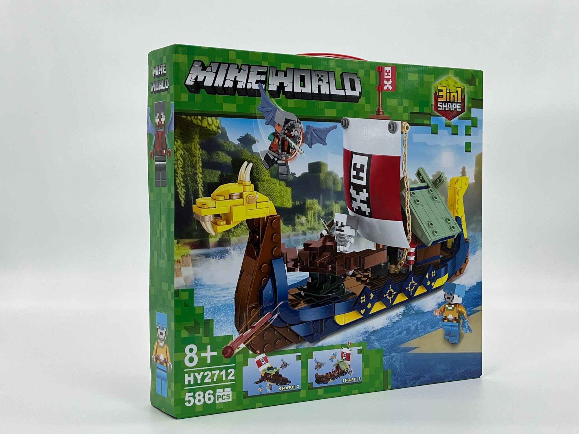 Конструктор Mineworld 3-в-1 в стиле Minecraft, корабль, 586 деталей, для детей от 8 лет