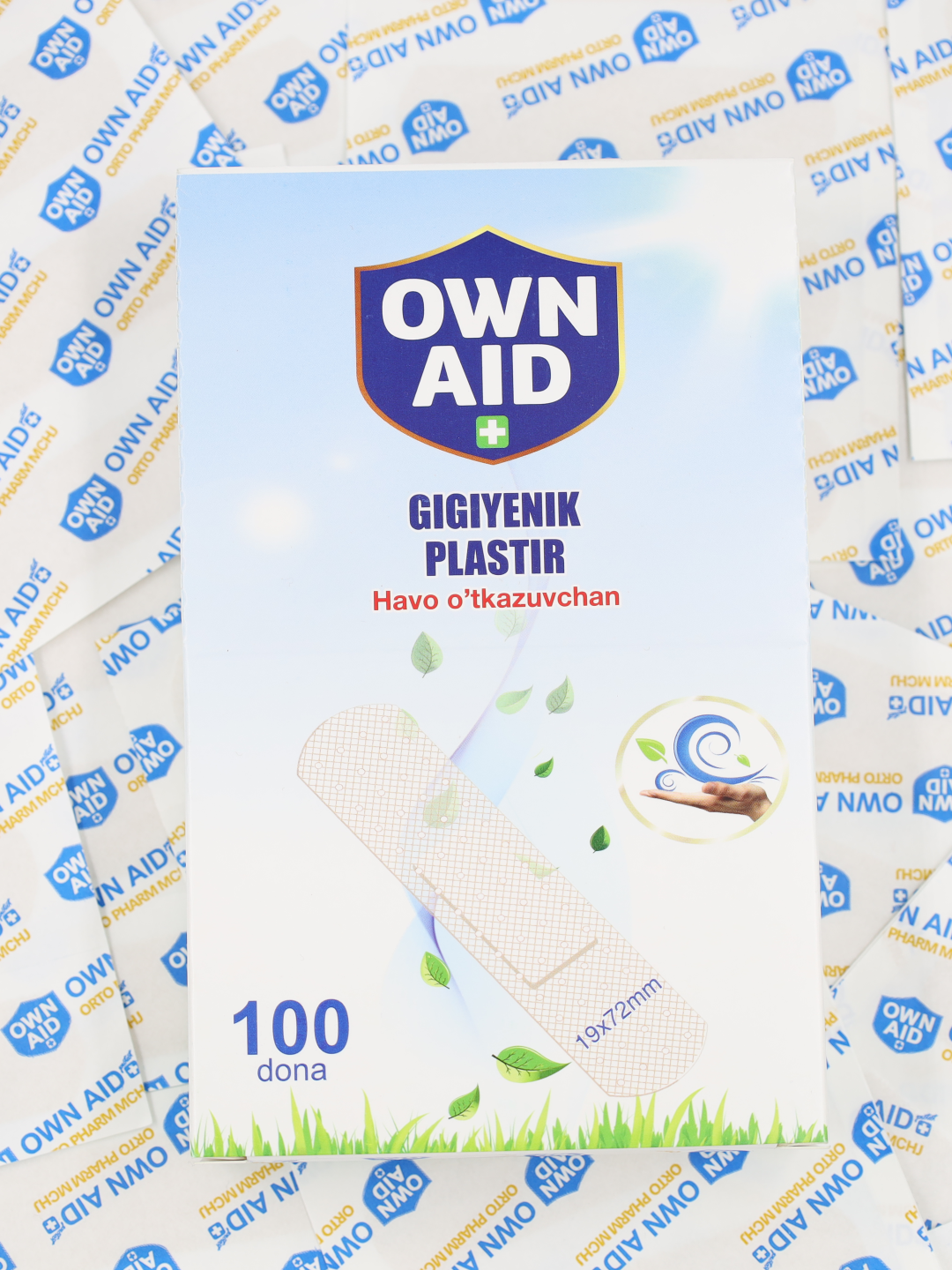 Гигиенические пластыри Own Aid PVC 19x72, №100 шт, телесные, гипоаллергенные — фото 1