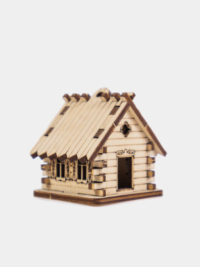 Конструктор домик для декора, фанера 3 мм, Собирается с клеем ПВА. Шлифованный