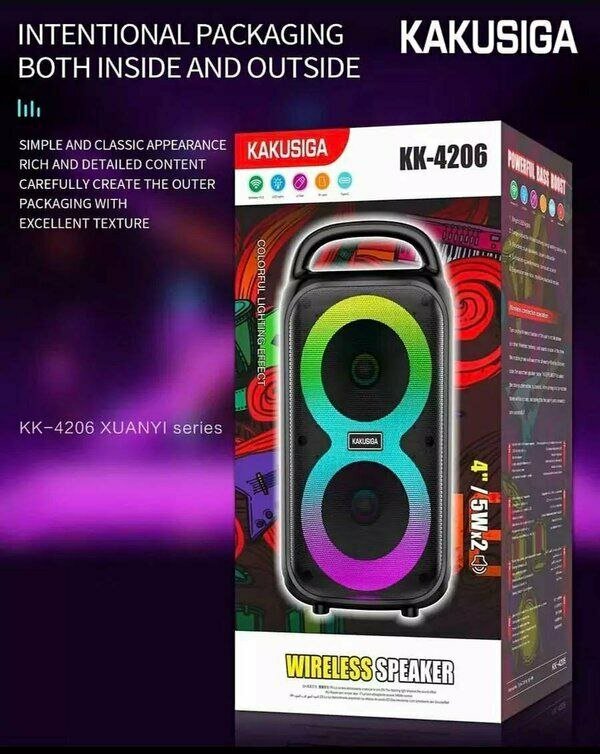 Беспроводная колонка KAKUSIGA KK-4206 — мощный звук 30 W, микрофон и LED-подсветка