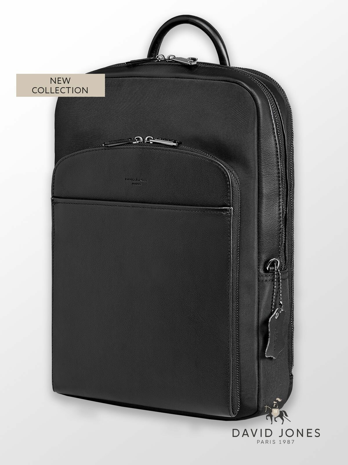 Рюкзак мессенджер DAVID JONES, фактура гладкая, черный — фото 1