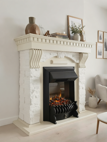 Изображение товара Камин электрический напольный Дублин с очагом Fobos, венге/камень белый (каминокомплект)