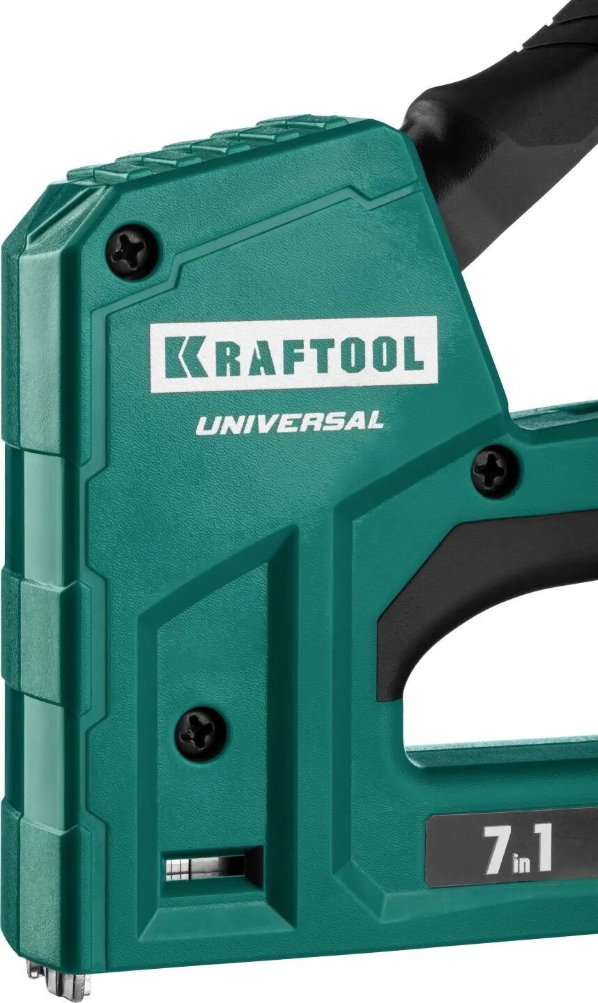 Степлер строительный Kraftool 31524, скобы от 6 до 14 мм, пластинчатая пружина, регулировка силы удара, зеленый — фото 1