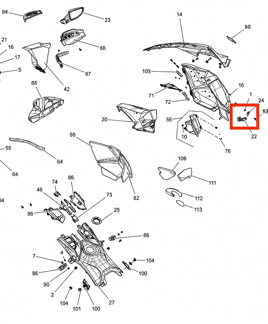 Дефлетор BRP 517305738 500г, левый, для мототехники , черный