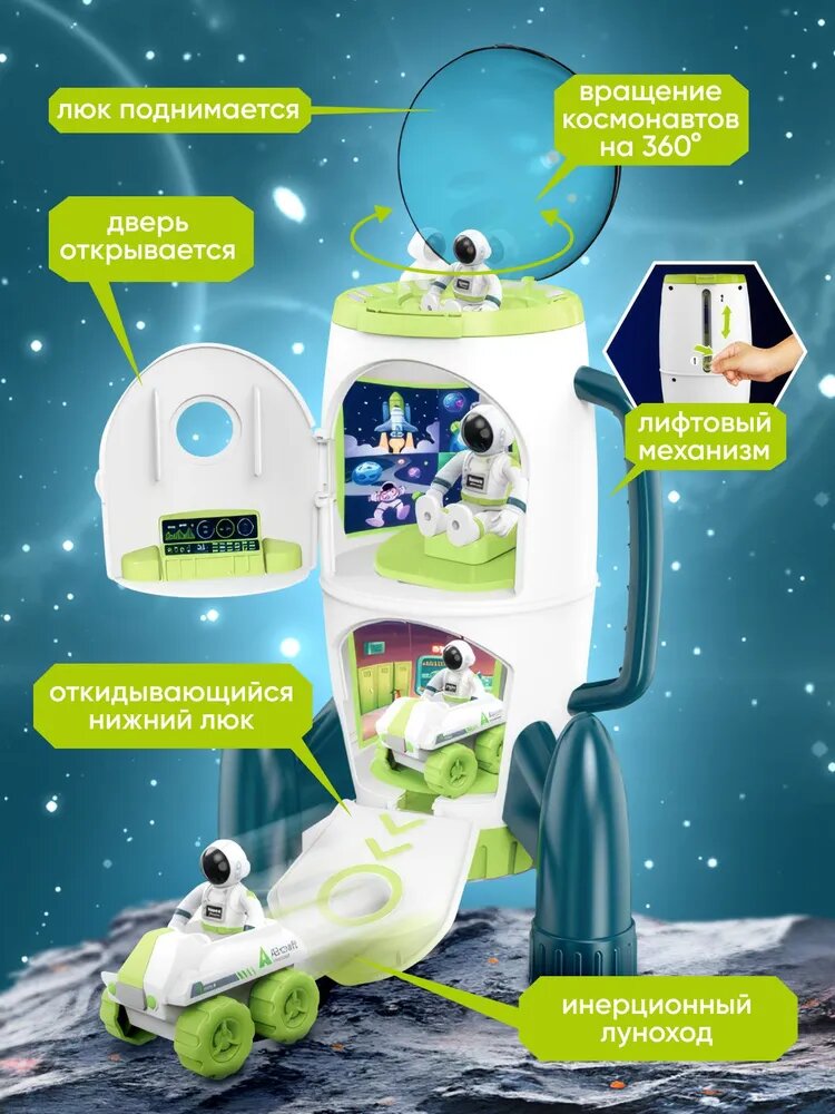 Космический корабль игровой набор 2в1, ракета, луноход и космонавт