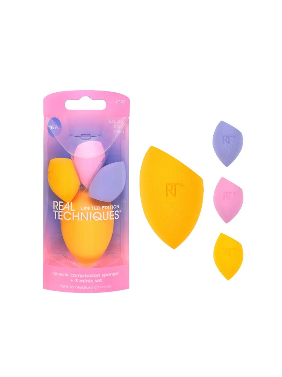 REAL TECHNIQUES Night Brights Miracle Complexion Sponge + Minis Набор США 1 шт