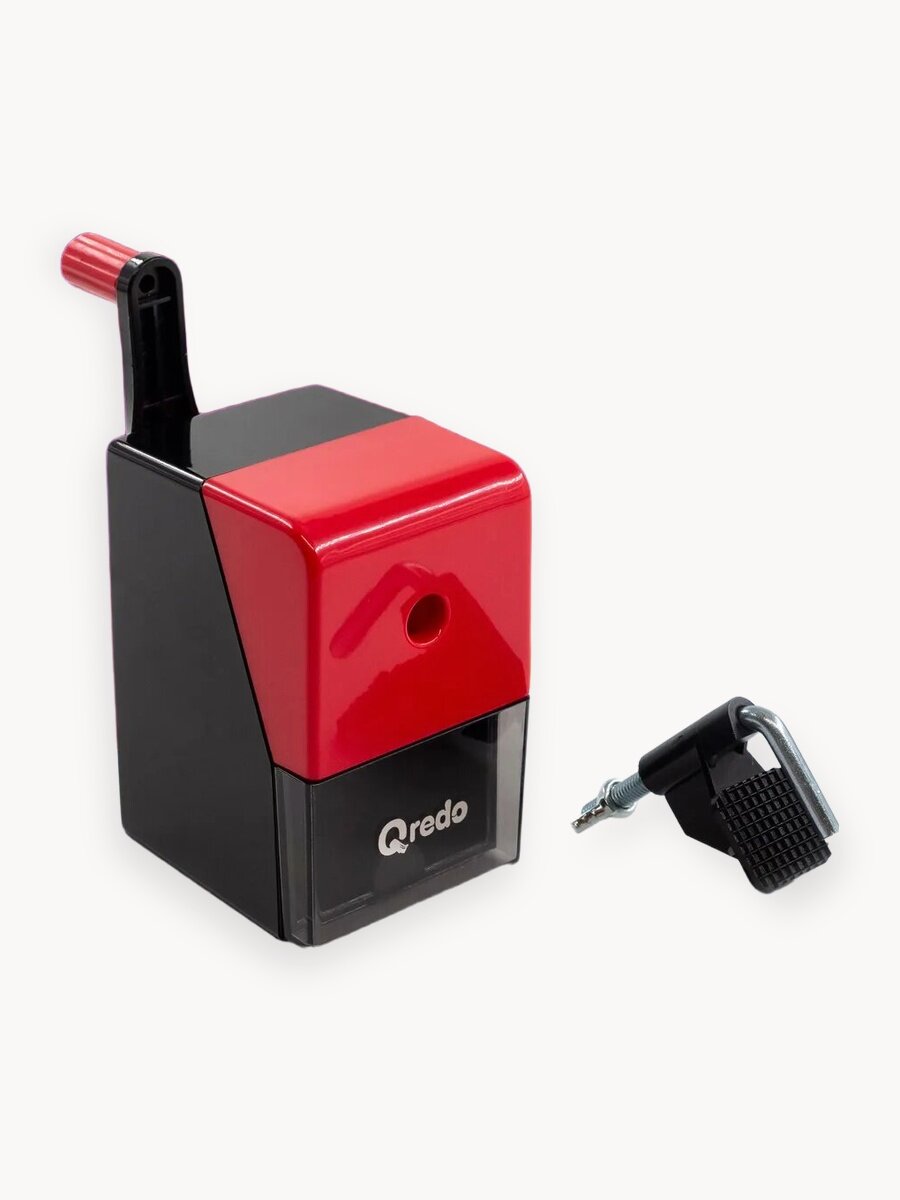 Точилка для карандашей механическая, черно-красная