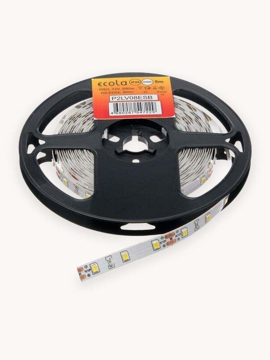Светодиодная лента на катушке 4,8W/m 12V IP65 8mm 60Led/m 4200K 5метров