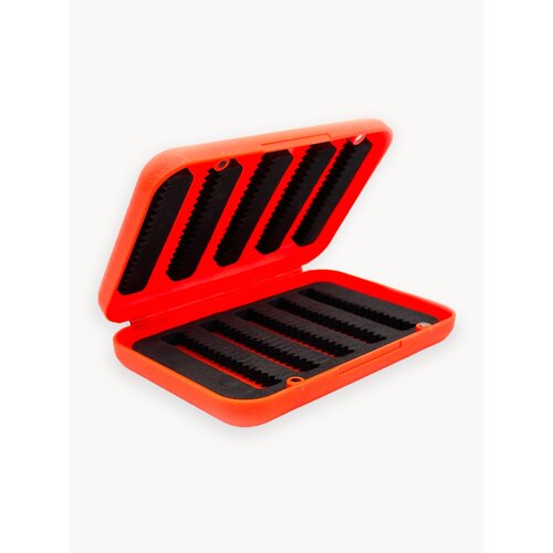 Контейнер для хранения крючков, Бокс на магнитах для хранения мормышек, приманок и крючков, оранжевый, 10 держателей