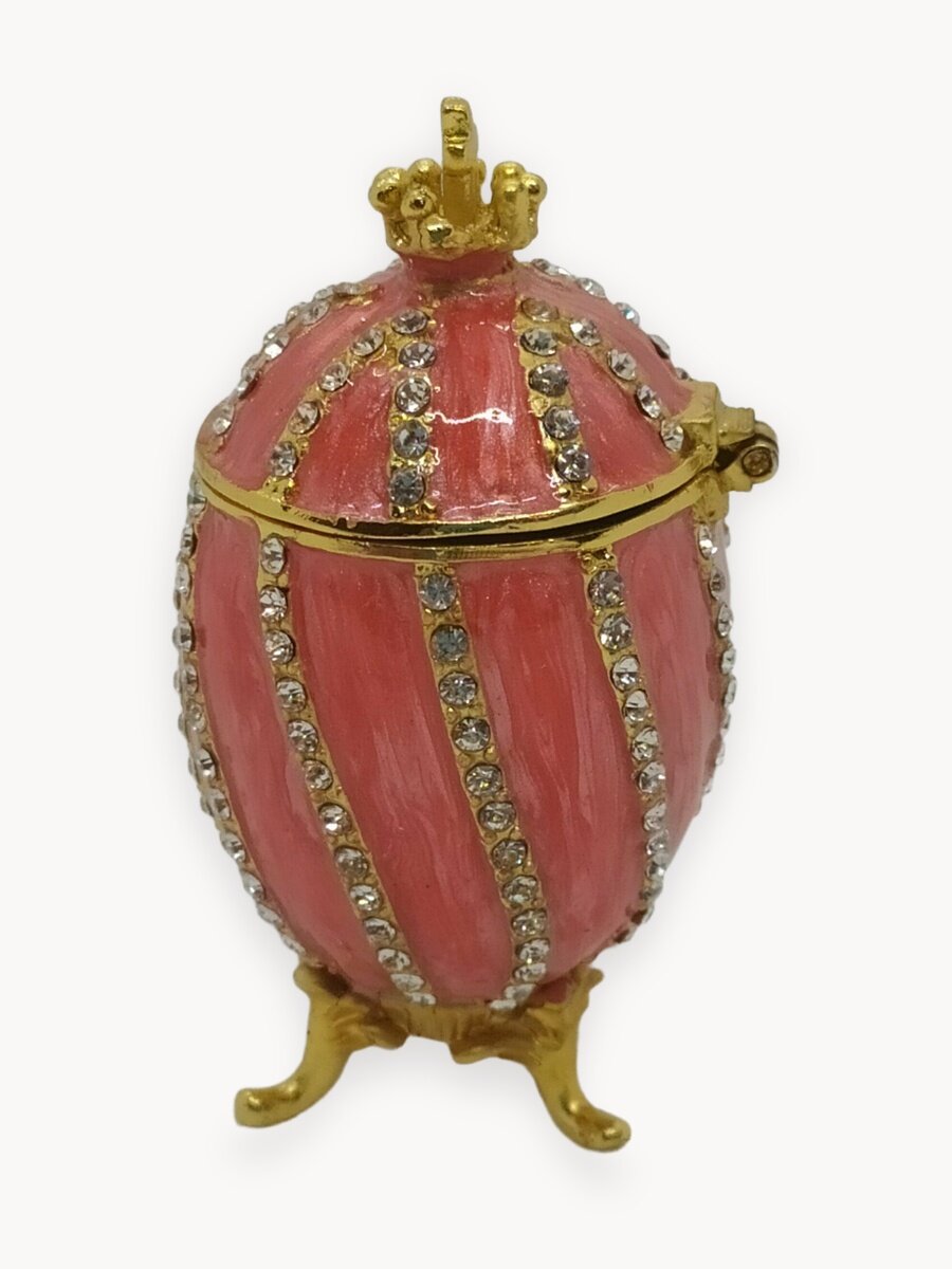 Яйцо Фаберже витое с короной, малое, розовое