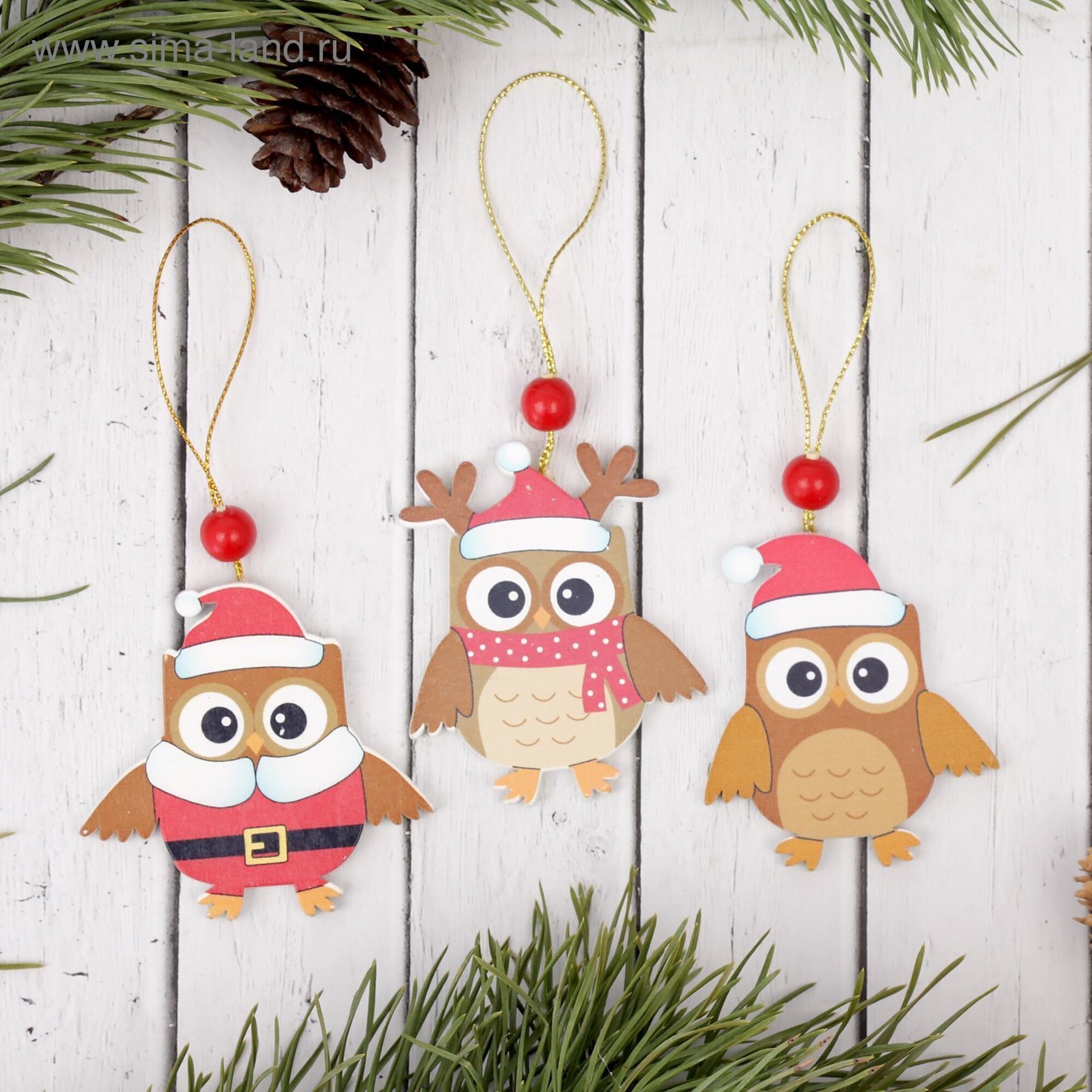 Подвеска новогодняя Лесная мастерская "Совята" дерево крепление-прищепка 1 шт